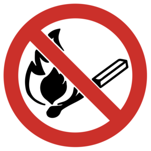 PROHIBITORY SIGN-FIRE AND OPEN FIRE PROHIBITED