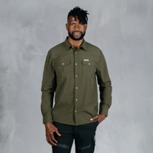 W.O.R.K Ripstop 4 Way Stretch L/Sleeve Shirt Dark Olive