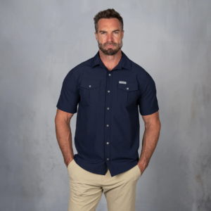 W.O.R.K Ripstop 4 Way Stretch S/Sleeve Shirt Navy